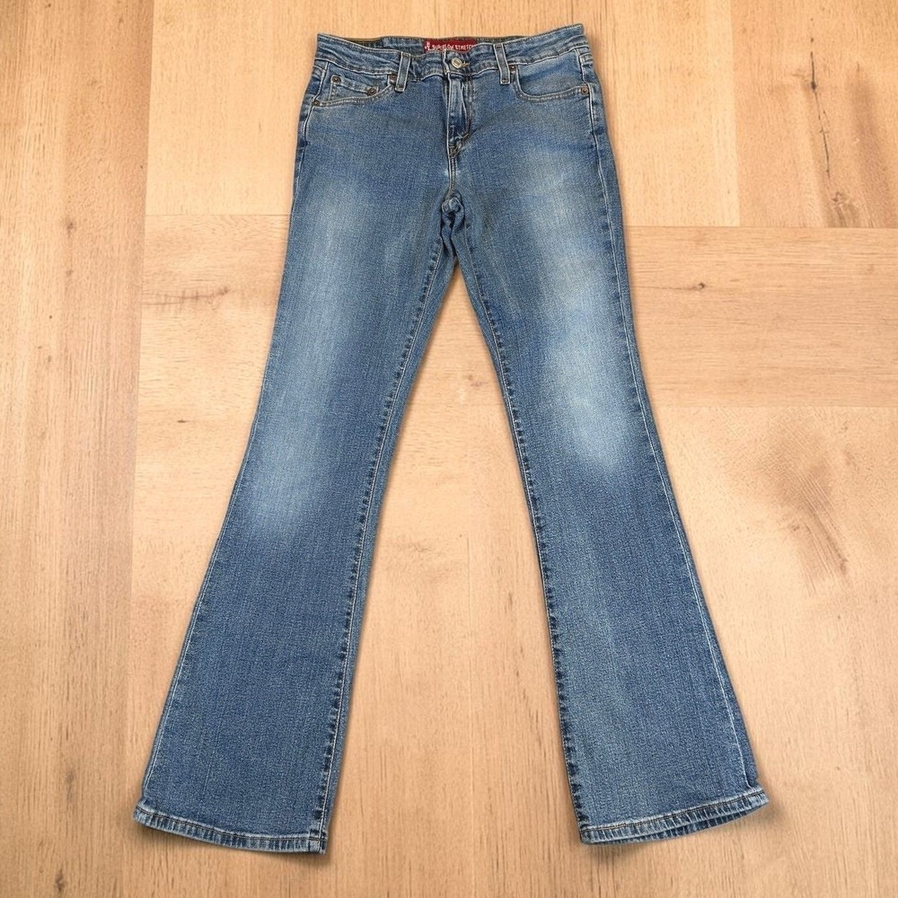 Vintage Levi's 518 Jeans Junior 7 M Blue Superlow Stretch Bootcut Low Rise Denim